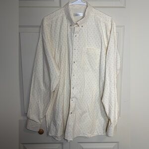 camiseria Europea PRINT 44 Men's XL ivory long sleeve button down Dress Shirt